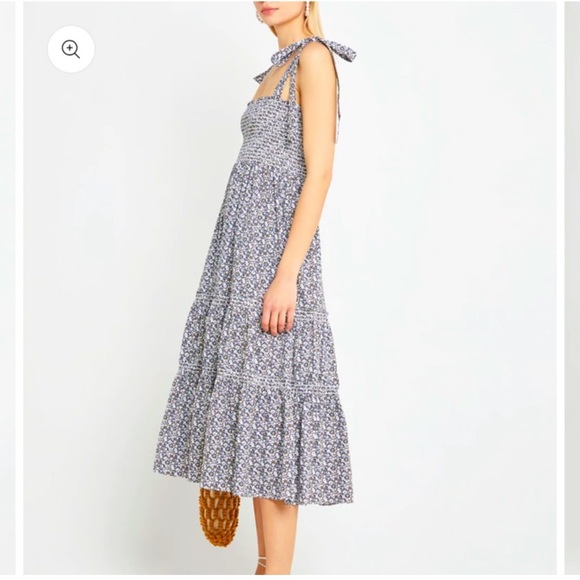 Anthropologie Dresses & Skirts - Anthropologie O.P.T Ditsy Floral Liberty Print Smocked Shoulder Tie Dress